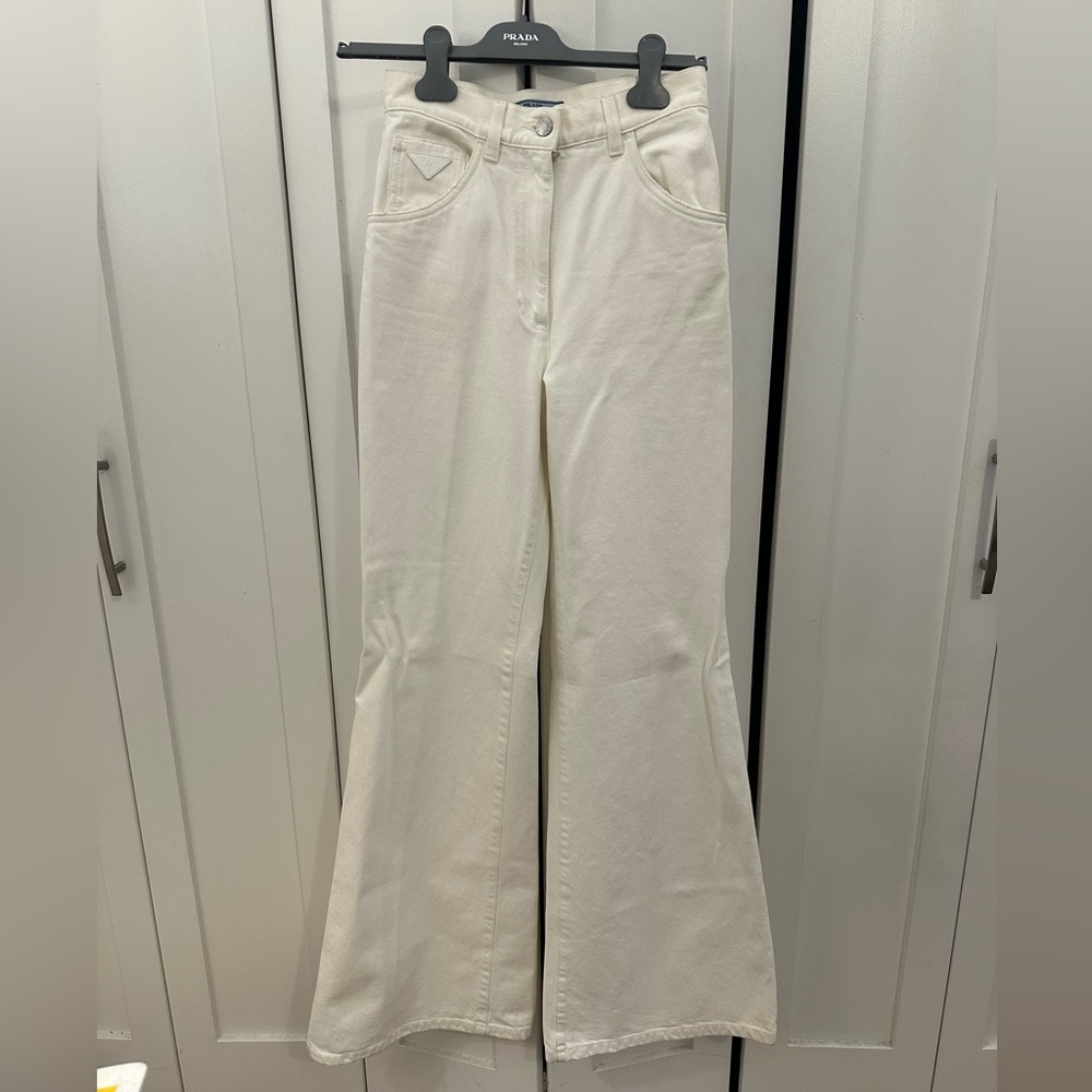 White Prada Wide Leg Jean